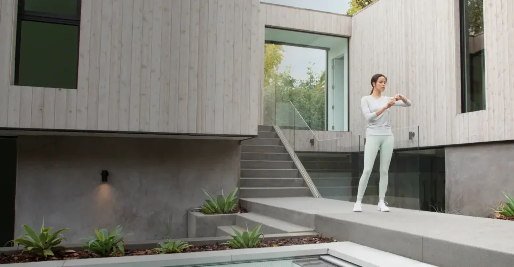 young woman enjoy in the house