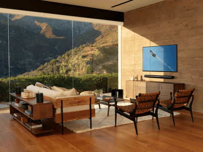 completed professional TV installation with soundbar in luxury Austin living room