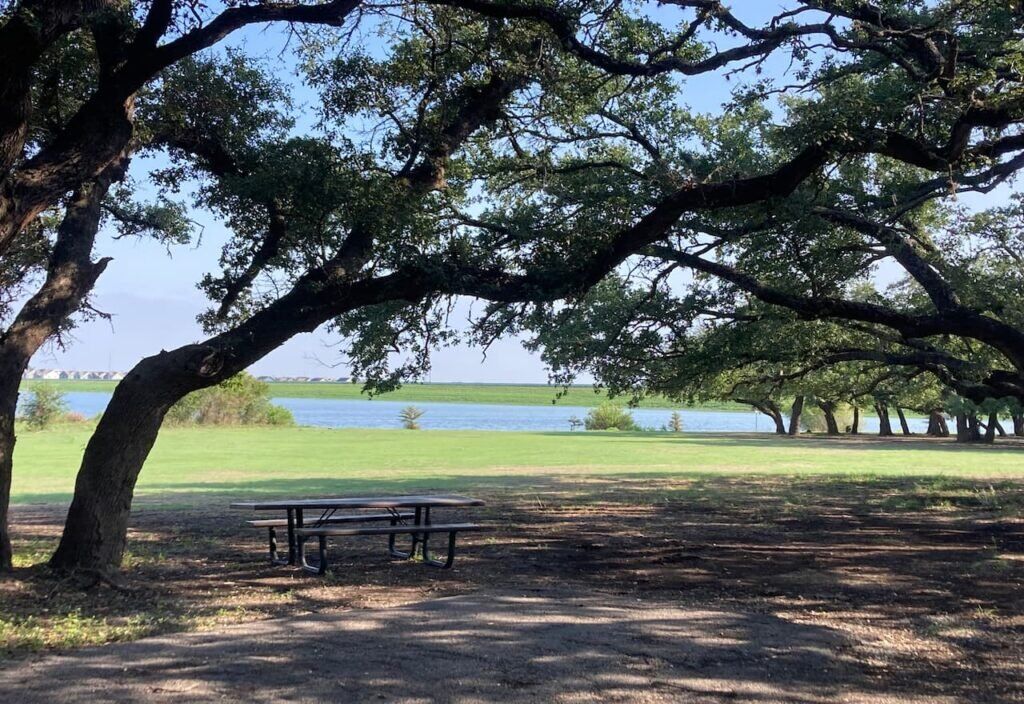 Devine Lake Park oak trees and picnic area in Cedar Park Texas smart home service area